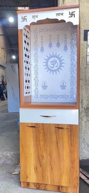 Acrylic Mandir Jali with wooden finish and Om design – AMJ-004