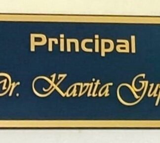 Principal desk nameplate with elegant acrylic design for Dr. Kavita Gupta