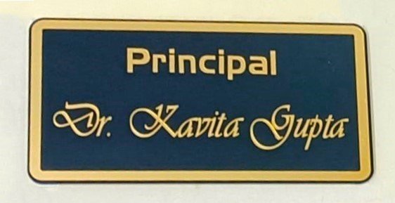 Principal desk nameplate with elegant acrylic design for Dr. Kavita Gupta