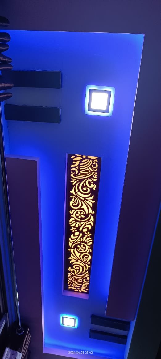 Acrylic Ceiling Jali panel with designer cutwork and LED lighting