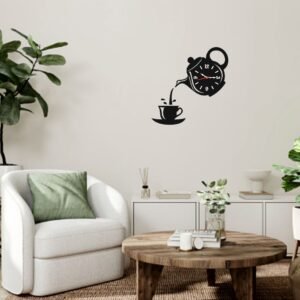 Tea Time Designer Wall Clock – Elegant Modern Wall Décor (DWC-003)