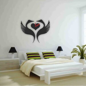 Designer Wall Clocks – Stunning Swan Love Wall Décor for Modern Bedrooms (DWC-002)